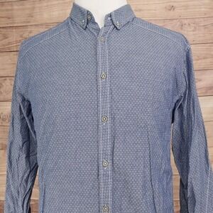 JB Holt Shirt Mens M Blue Geometric Long Sleeve Button-Up Stretch Regular